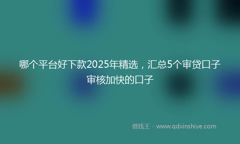 哪个平台好下款2025年精选，汇总5个审贷口子审核加快的口子