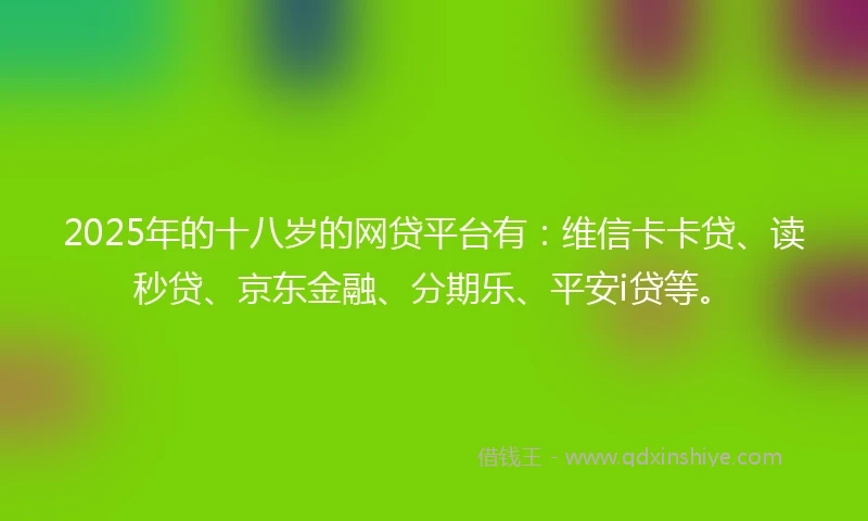 2025年的十八岁的网贷平台有：维信卡卡贷、读秒贷、京东金融、分期乐、平安i贷等。