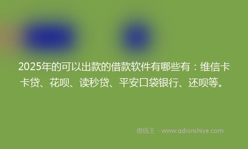 2025年的可以出款的借款软件有哪些有：维信卡卡贷、花呗、读秒贷、平安口袋银行、还呗等。