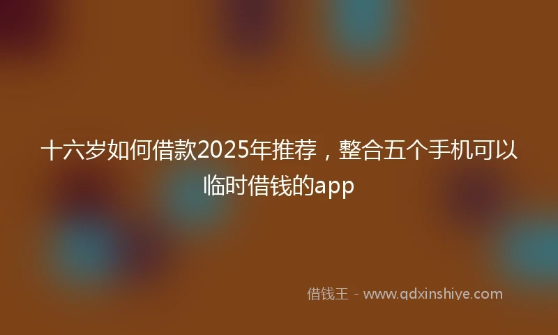 十六岁如何借款2025年推荐，整合五个手机可以临时借钱的app