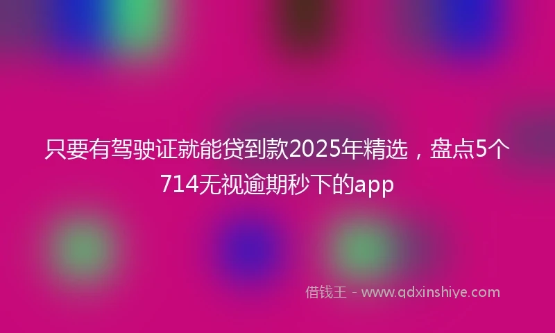 只要有驾驶证就能贷到款2025年精选，盘点5个714无视逾期秒下的app