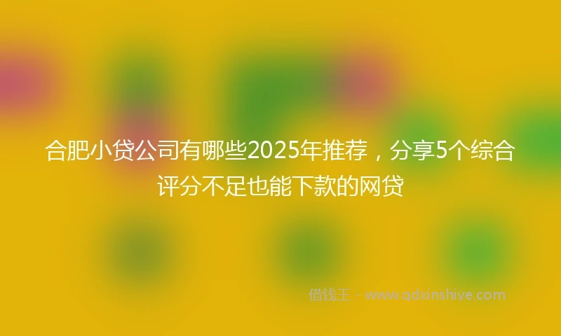 合肥小贷公司有哪些2025年推荐，分享5个综合评分不足也能下款的网贷