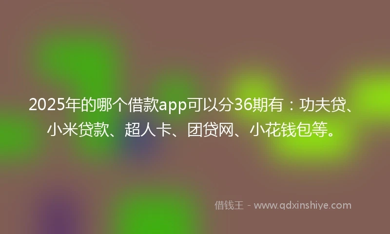 2025年的哪个借款app可以分36期有：功夫贷、小米贷款、超人卡、团贷网、小花钱包等。