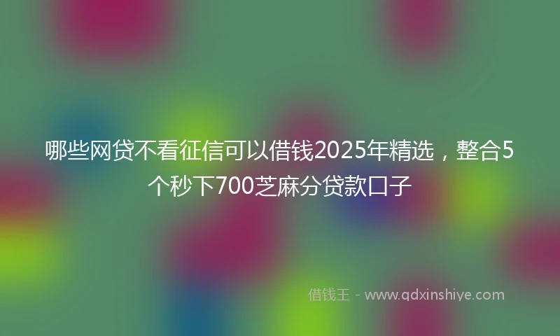 哪些网贷不看征信可以借钱2025年精选，整合5个秒下700芝麻分贷款口子
