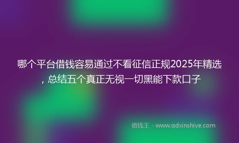 哪个平台借钱容易通过不看征信正规2025年精选，总结五个真正无视一切黑能下款口子