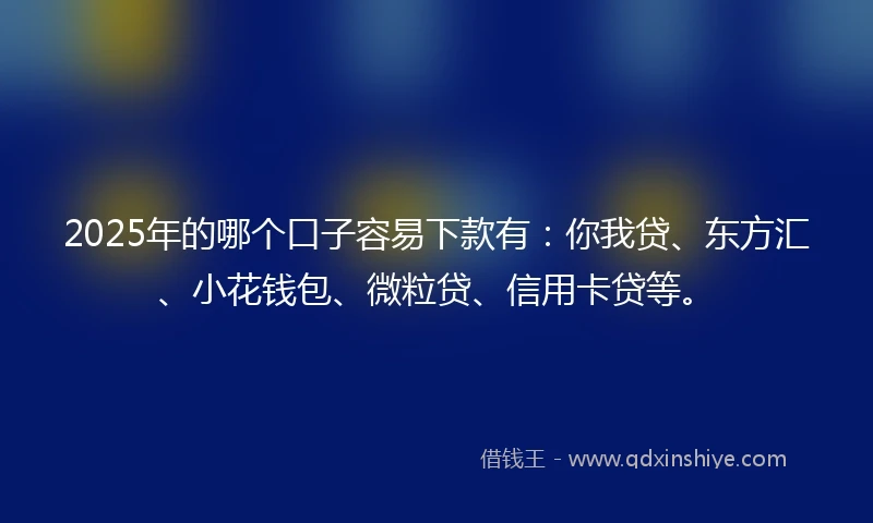 2025年的哪个口子容易下款有：你我贷、东方汇、小花钱包、微粒贷、信用卡贷等。