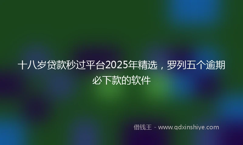 十八岁贷款秒过平台2025年精选，罗列五个逾期必下款的软件