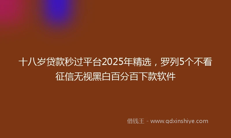 十八岁贷款秒过平台2025年精选，罗列5个不看征信无视黑白百分百下款软件