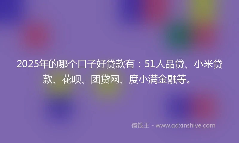 2025年的哪个口子好贷款有：51人品贷、小米贷款、花呗、团贷网、度小满金融等。