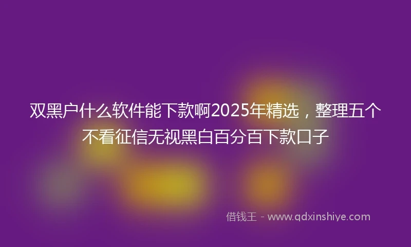 双黑户什么软件能下款啊2025年精选，整理五个不看征信无视黑白百分百下款口子