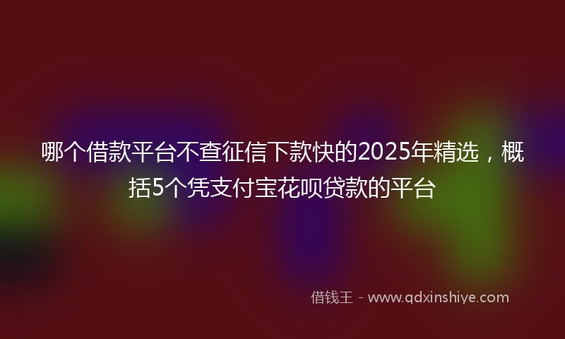 哪个借款平台不查征信下款快的2025年精选，概括5个凭支付宝花呗贷款的平台