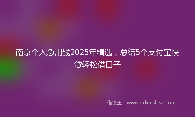 南京个人急用钱2025年精选，总结5个支付宝快贷轻松借口子