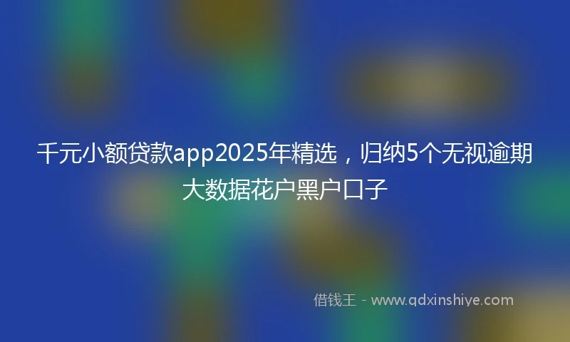 千元小额贷款app2025年精选，归纳5个无视逾期大数据花户黑户口子