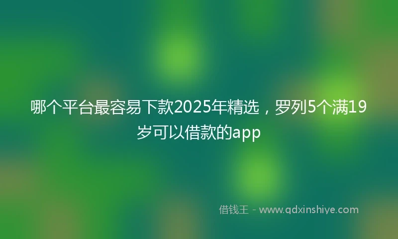 哪个平台最容易下款2025年精选，罗列5个满19岁可以借款的app