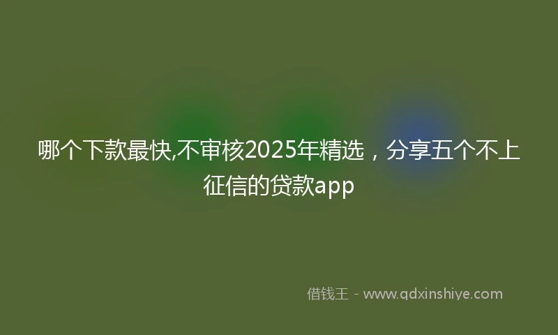 哪个下款最快,不审核2025年精选，分享五个不上征信的贷款app