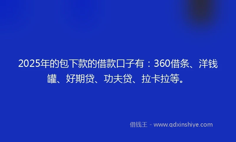 2025年的包下款的借款口子有：360借条、洋钱罐、好期贷、功夫贷、拉卡拉等。