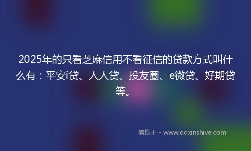 2025年的只看芝麻信用不看征信的贷款方式叫什么有：平安i贷、人人贷、投友圈、e微贷、好期贷等。