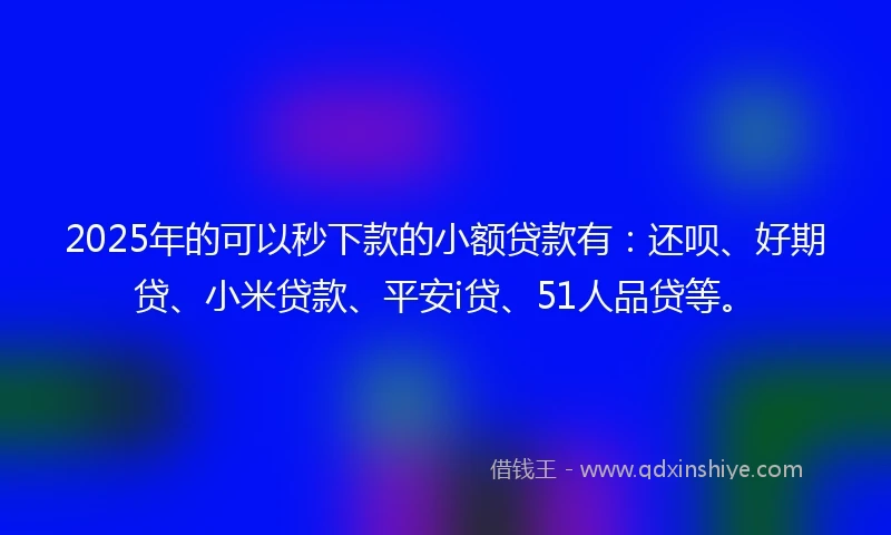 2025年的可以秒下款的小额贷款有：还呗、好期贷、小米贷款、平安i贷、51人品贷等。