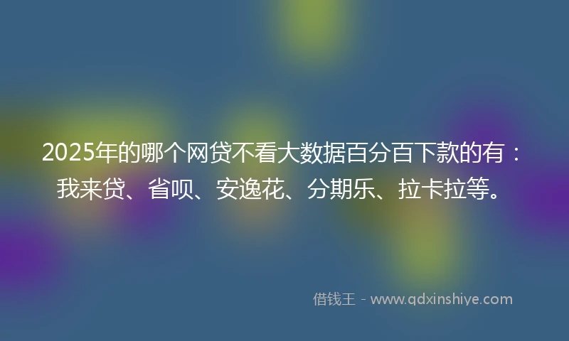 2025年的哪个网贷不看大数据百分百下款的有：我来贷、省呗、安逸花、分期乐、拉卡拉等。
