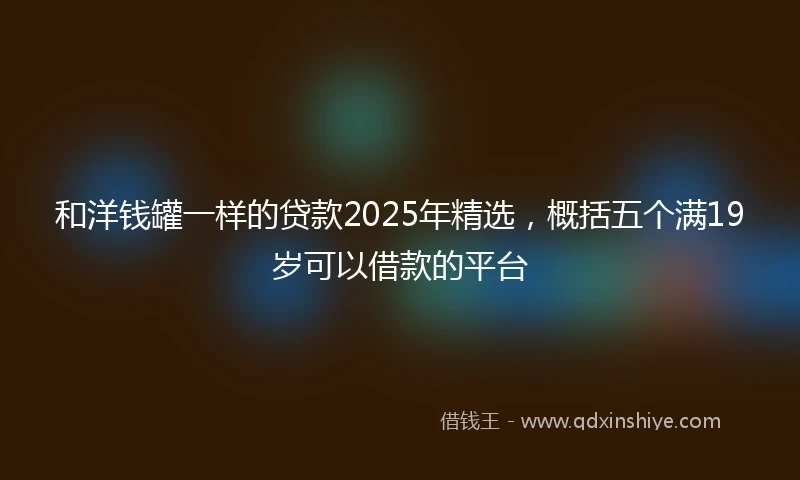 和洋钱罐一样的贷款2025年精选，概括五个满19岁可以借款的平台