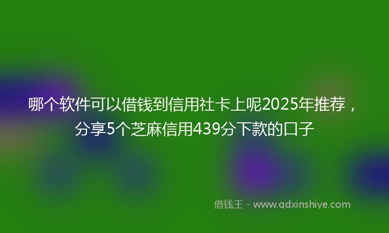 哪个软件可以借钱到信用社卡上呢2025年推荐，分享5个芝麻信用439分下款的口子