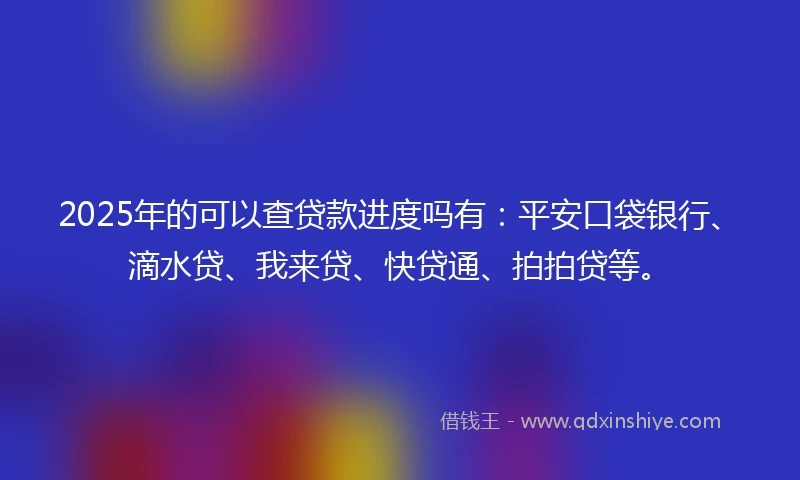 2025年的可以查贷款进度吗有：平安口袋银行、滴水贷、我来贷、快贷通、拍拍贷等。