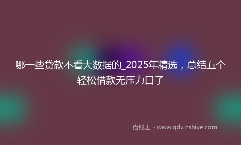 哪一些贷款不看大数据的_2025年精选，总结五个轻松借款无压力口子