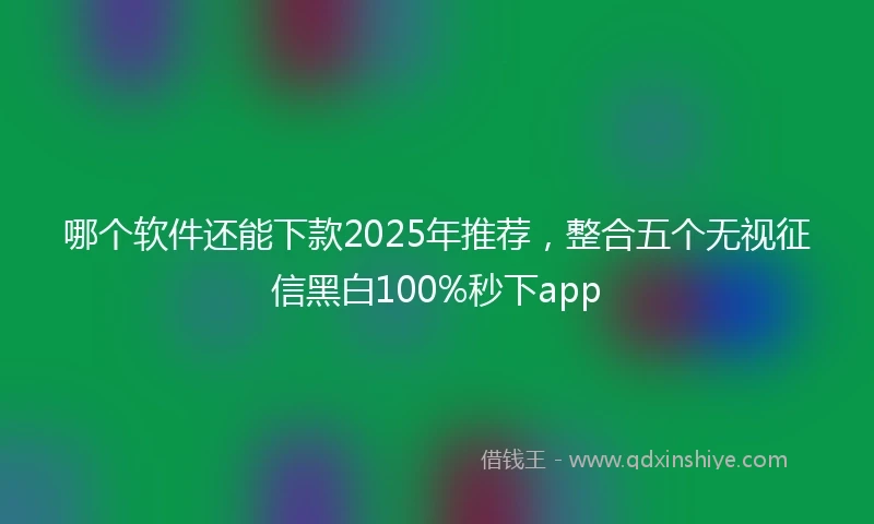 哪个软件还能下款2025年推荐，整合五个无视征信黑白100%秒下app