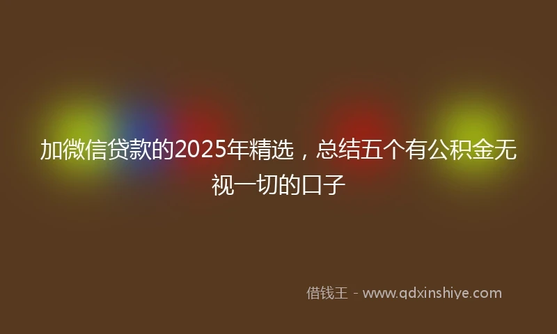 加微信贷款的2025年精选，总结五个有公积金无视一切的口子