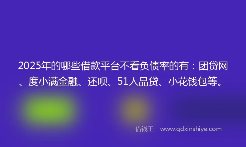 2025年的哪些借款平台不看负债率的有：团贷网、度小满金融、还呗、51人品贷、小花钱包等。