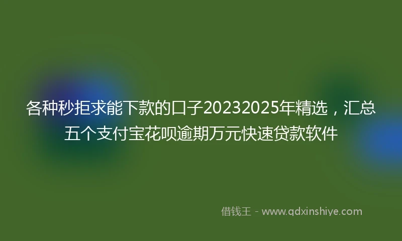 各种秒拒求能下款的口子20232025年精选，汇总五个支付宝花呗逾期万元快速贷款软件