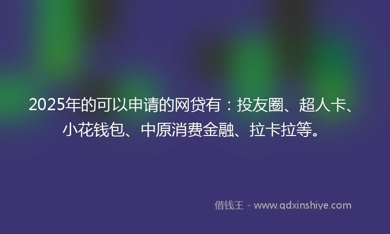 2025年的可以申请的网贷有：投友圈、超人卡、小花钱包、中原消费金融、拉卡拉等。