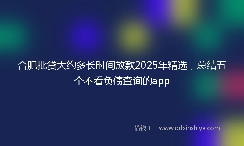 合肥批贷大约多长时间放款2025年精选，总结五个不看负债查询的app