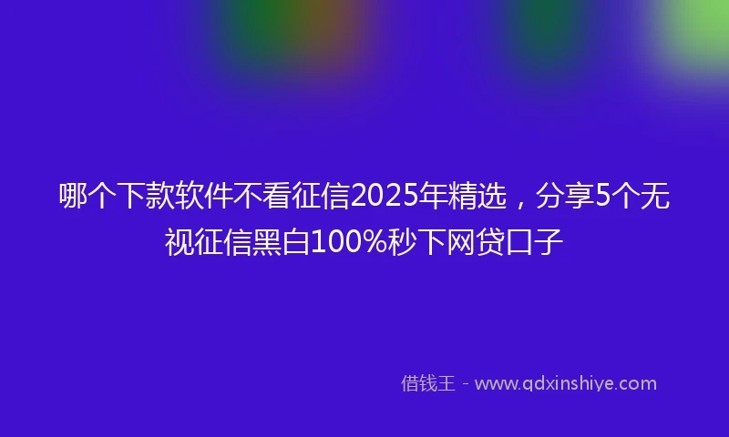 哪个下款软件不看征信2025年精选，分享5个无视征信黑白100%秒下网贷口子
