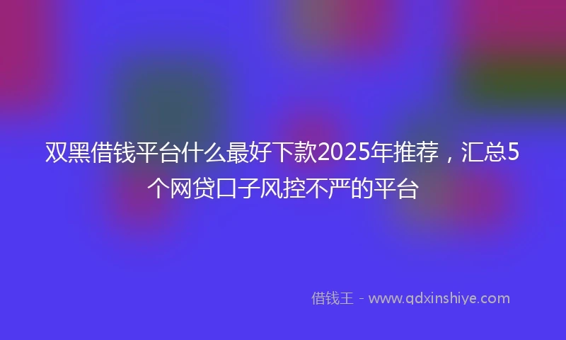 双黑借钱平台什么最好下款2025年推荐,汇总5个网贷口子风控不严的平台