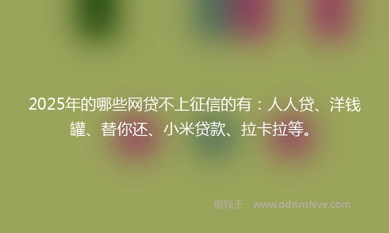 2025年的哪些网贷不上征信的有：人人贷、洋钱罐、替你还、小米贷款、拉卡拉等。