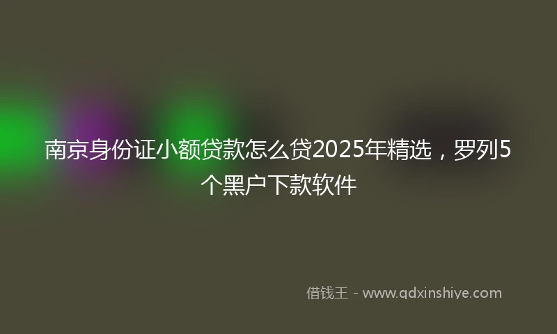 南京身份证小额贷款怎么贷2025年精选，罗列5个黑户下款软件