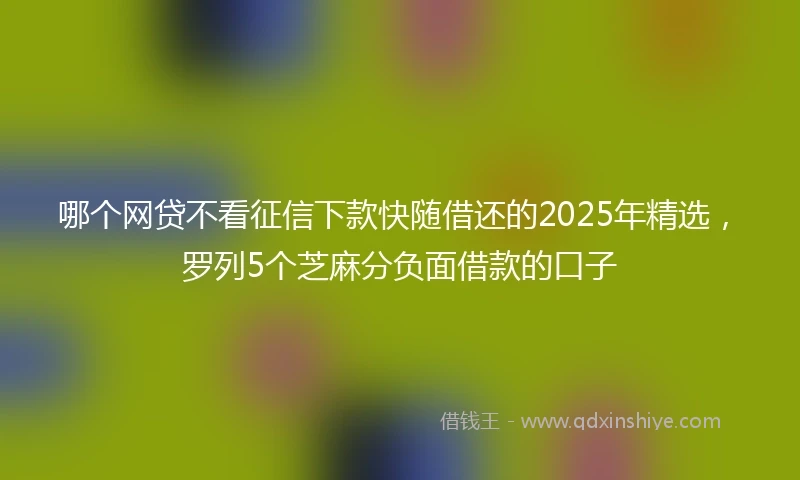 哪个网贷不看征信下款快随借还的2025年精选，罗列5个芝麻分负面借款的口子