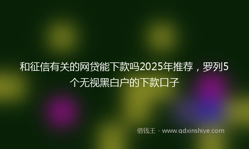 和征信有关的网贷能下款吗2025年推荐，罗列5个无视黑白户的下款口子
