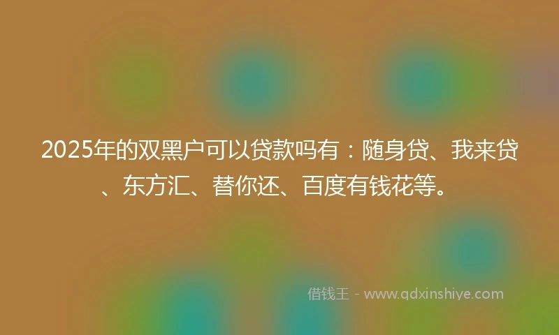 2025年的双黑户可以贷款吗有：随身贷、我来贷、东方汇、替你还、百度有钱花等。