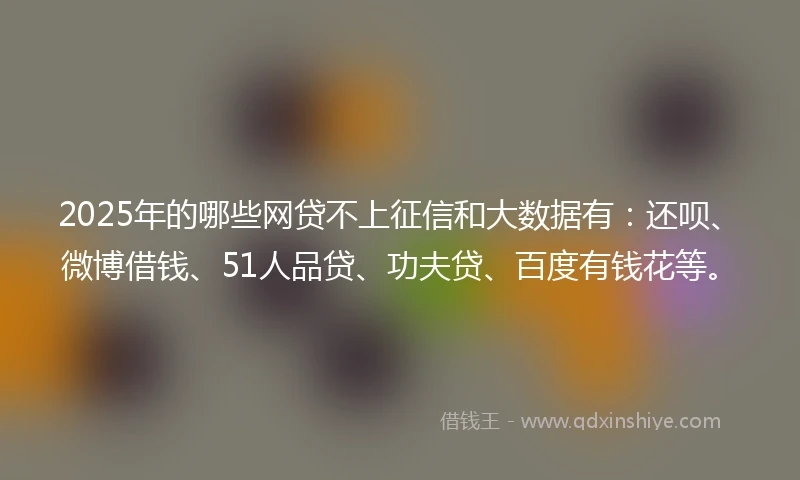 2025年的哪些网贷不上征信和大数据有：还呗、微博借钱、51人品贷、功夫贷、百度有钱花等。