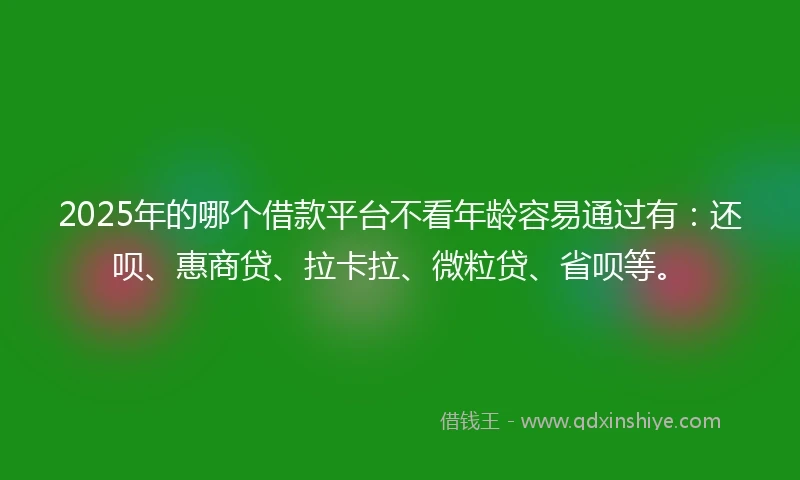 2025年的哪个借款平台不看年龄容易通过有：还呗、惠商贷、拉卡拉、微粒贷、省呗等。