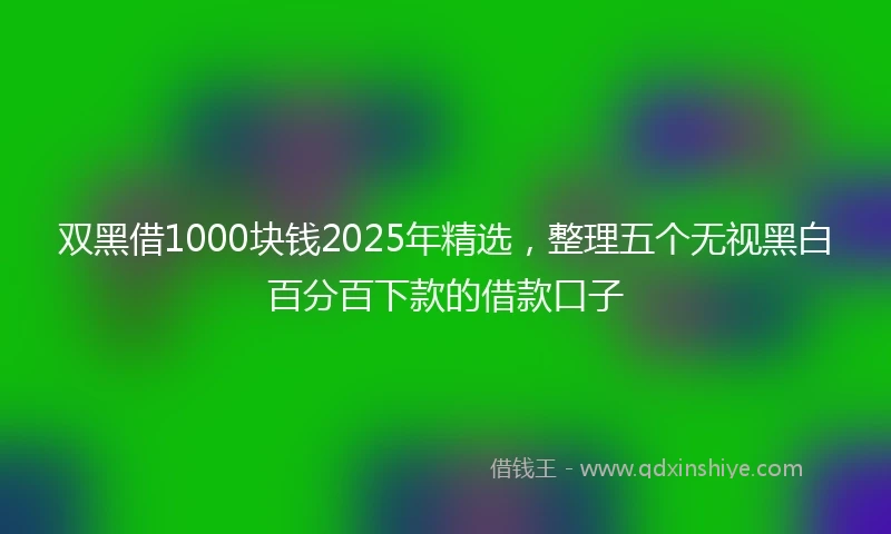 双黑借1000块钱2025年精选，整理五个无视黑白百分百下款的借款口子