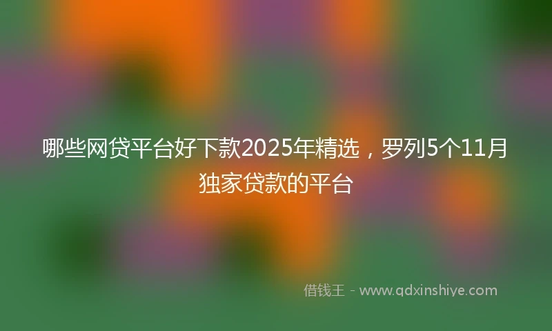 哪些网贷平台好下款2025年精选，罗列5个11月独家贷款的平台