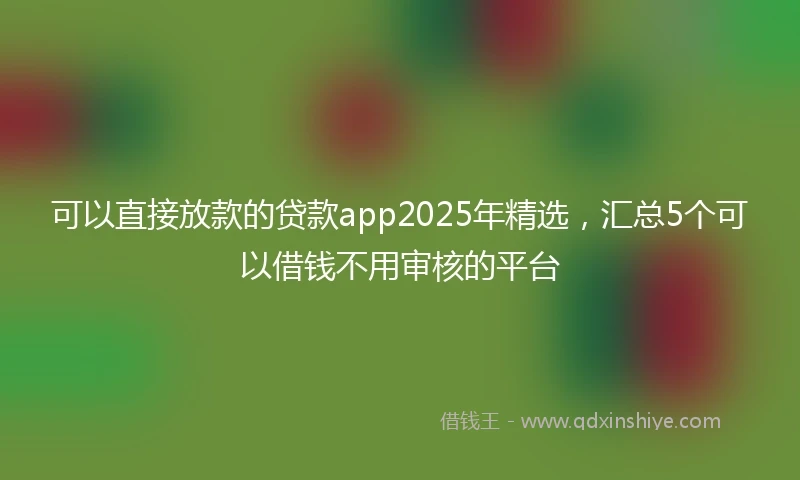 可以直接放款的贷款app2025年精选，汇总5个可以借钱不用审核的平台