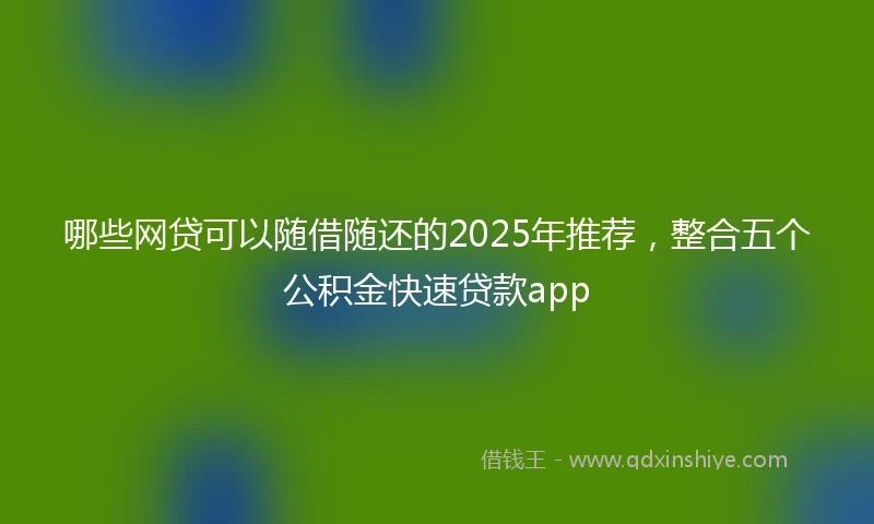 哪些网贷可以随借随还的2025年推荐，整合五个公积金快速贷款app
