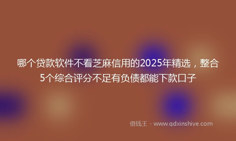 哪个贷款软件不看芝麻信用的2025年精选，整合5个综合评分不足有负债都能下款口子