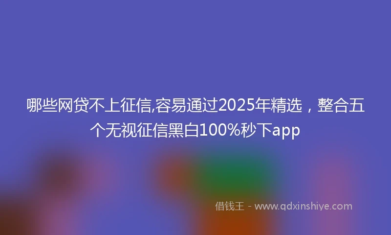 哪些网贷不上征信,容易通过2025年精选，整合五个无视征信黑白100%秒下app