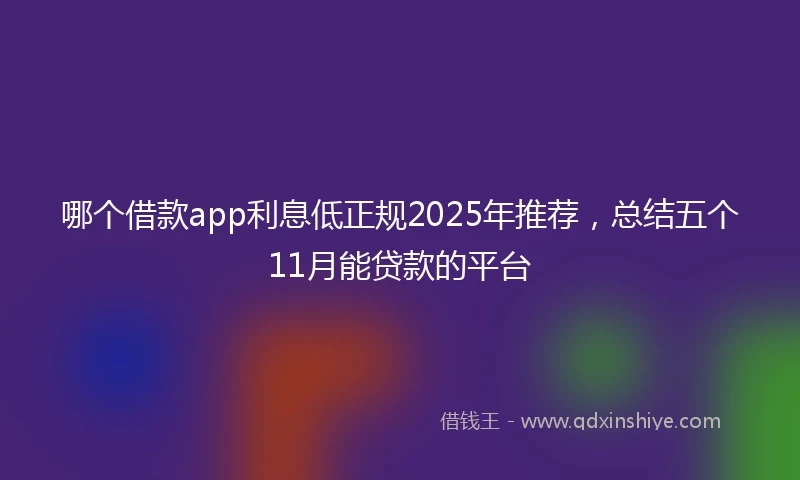 哪个借款app利息低正规2025年推荐，总结五个11月能贷款的平台