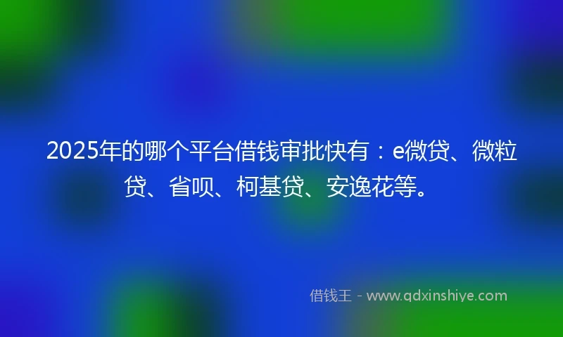 2025年的哪个平台借钱审批快有：e微贷、微粒贷、省呗、柯基贷、安逸花等。